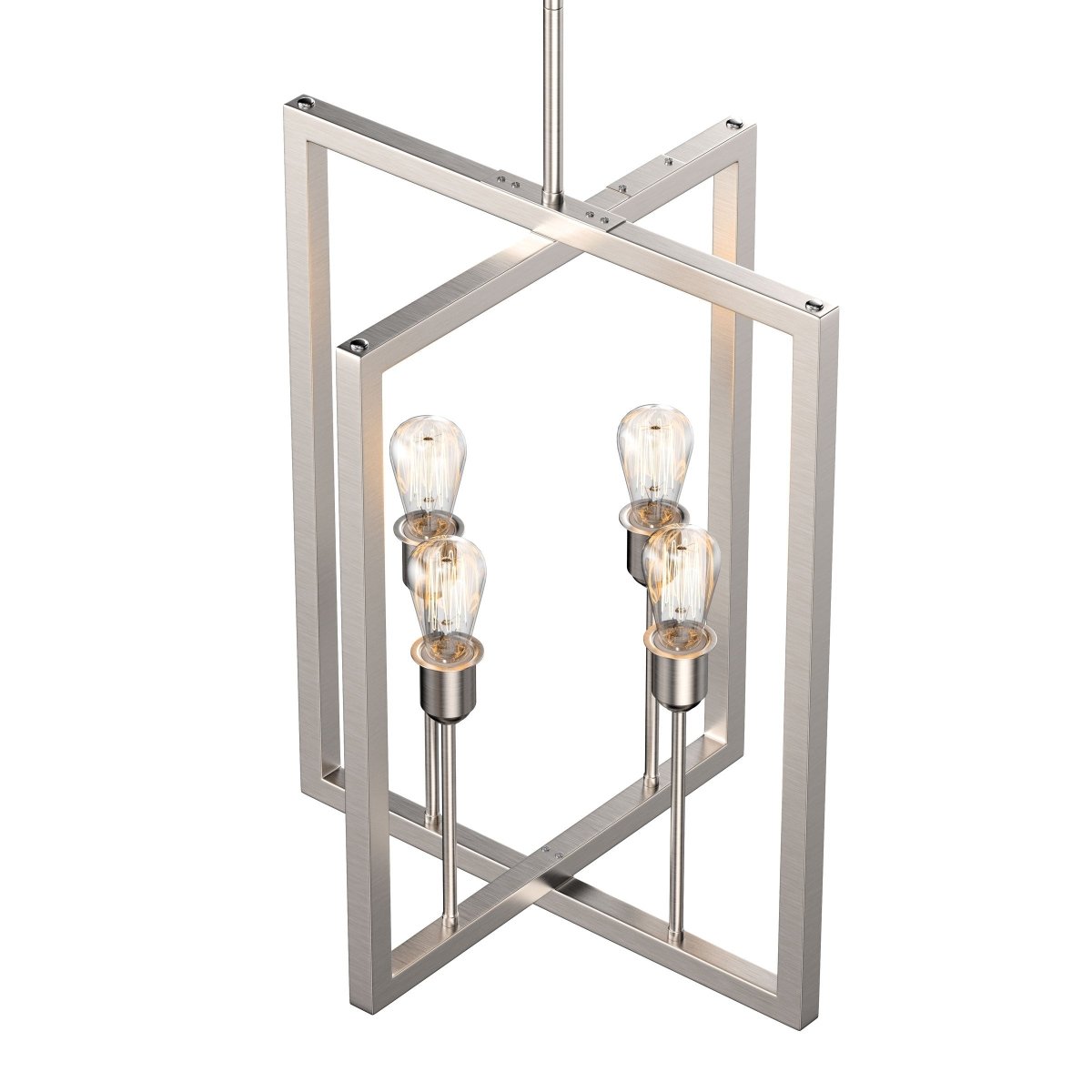 Farmhouse Chandelier, 4-Light Foyer Lighting for Dining Room, E26 Base, Brushed Nickel/Oil Rubbed Bronze Finish