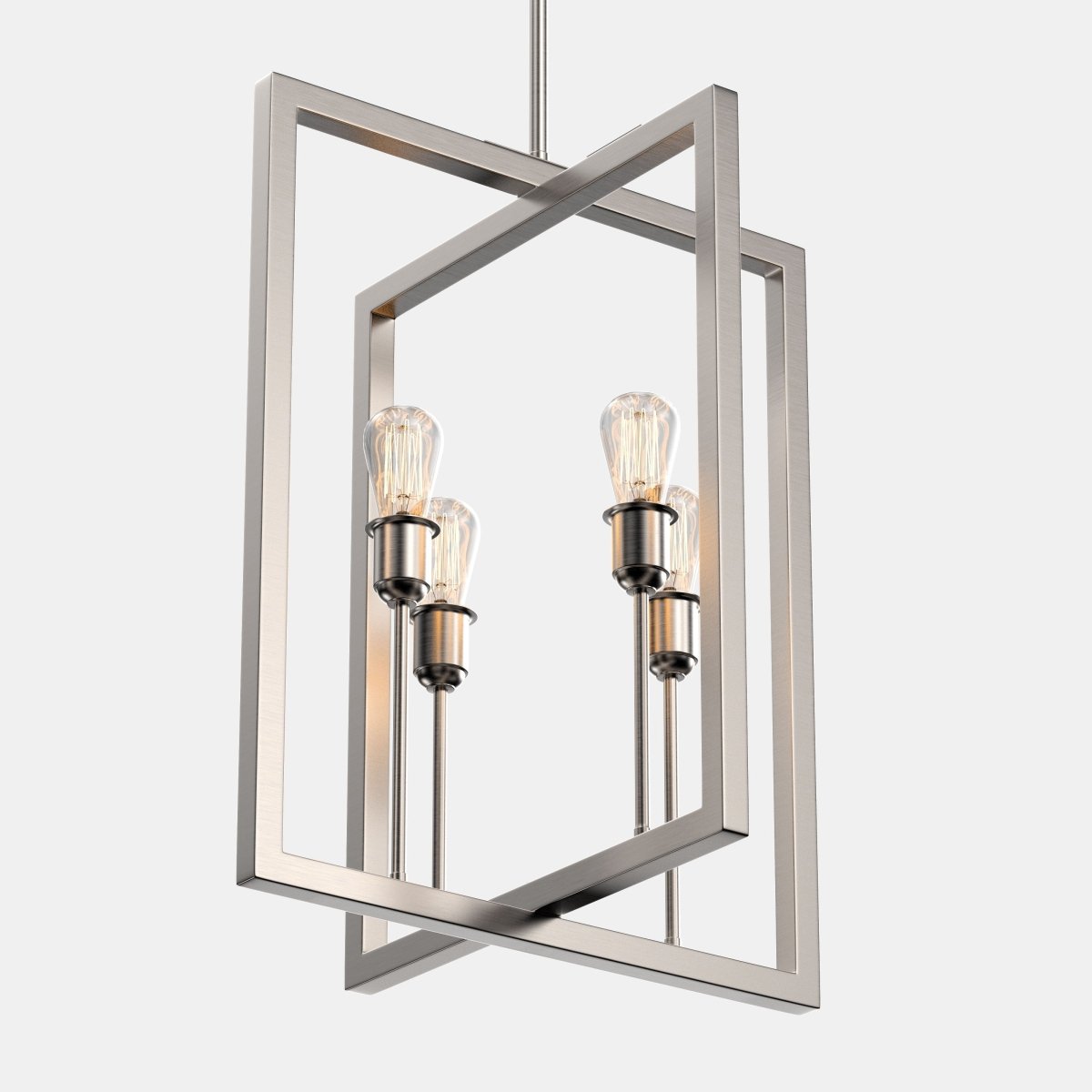 Farmhouse Chandelier, 4-Light Foyer Lighting for Dining Room, E26 Base, Brushed Nickel/Oil Rubbed Bronze Finish