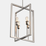 Farmhouse Chandelier, 4-Light Foyer Lighting for Dining Room, E26 Base, Brushed Nickel/Oil Rubbed Bronze Finish