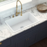 Fireclay Undermount / Drop-in Topmount Kitchen Sink Single Bowl - White