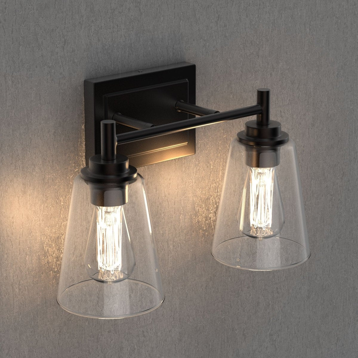 Flared Shape Bathroom Light Fixtures with Clear Glass Shade, E26 Base, UL Listed for Damp Location, Wall Mount, Bathroom Vanity Lighting