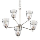 Flared Shape Chandelier Lighting Fixture with Clear Glass Shades, E26 Base, UL Listed for Damp Location, 3 Years Warranty