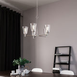 Flared Shape Chandelier Lighting Fixture with Clear Glass Shades, E26 Base, UL Listed for Damp Location, 3 Years Warranty