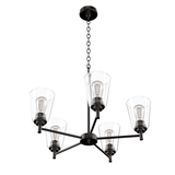 Flared Shape Chandelier Lighting Fixture with Clear Glass Shades, E26 Base, UL Listed for Damp Location, 3 Years Warranty