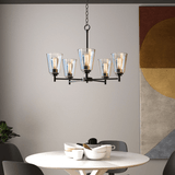 Flared Shape Chandelier Lighting Fixture with Clear Glass Shades, E26 Base, UL Listed for Damp Location, 3 Years Warranty