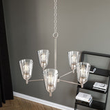 Flared Shape Chandelier Lighting Fixture with Clear Glass Shades, E26 Base, UL Listed for Damp Location, 3 Years Warranty