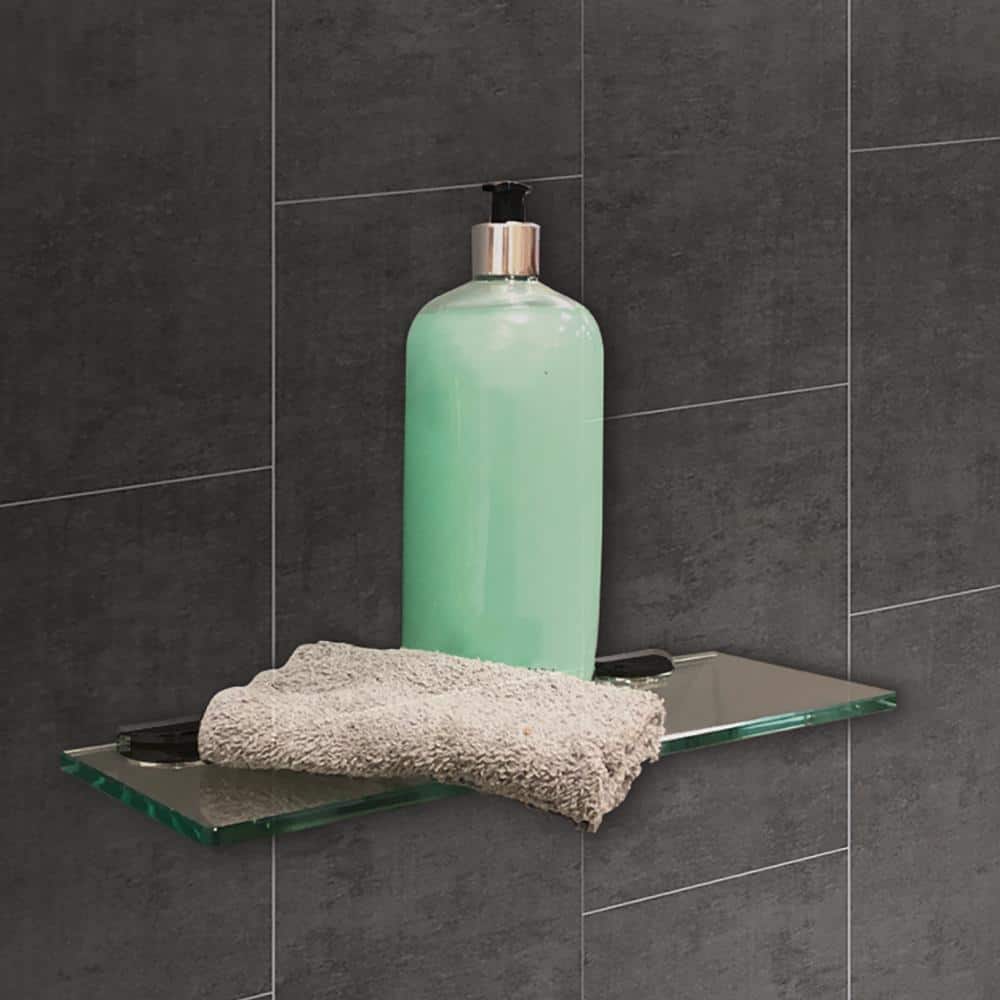 Floating Glass Shelves In Rectangular Shape - 5 In. X 15 In.