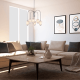 Flower Chandelier, 6-Light E12 Base, Polished Nickel Finish hardware with Snow White Glass Shades-Modern and Contemporary Chandelier - 24”D x 20“H