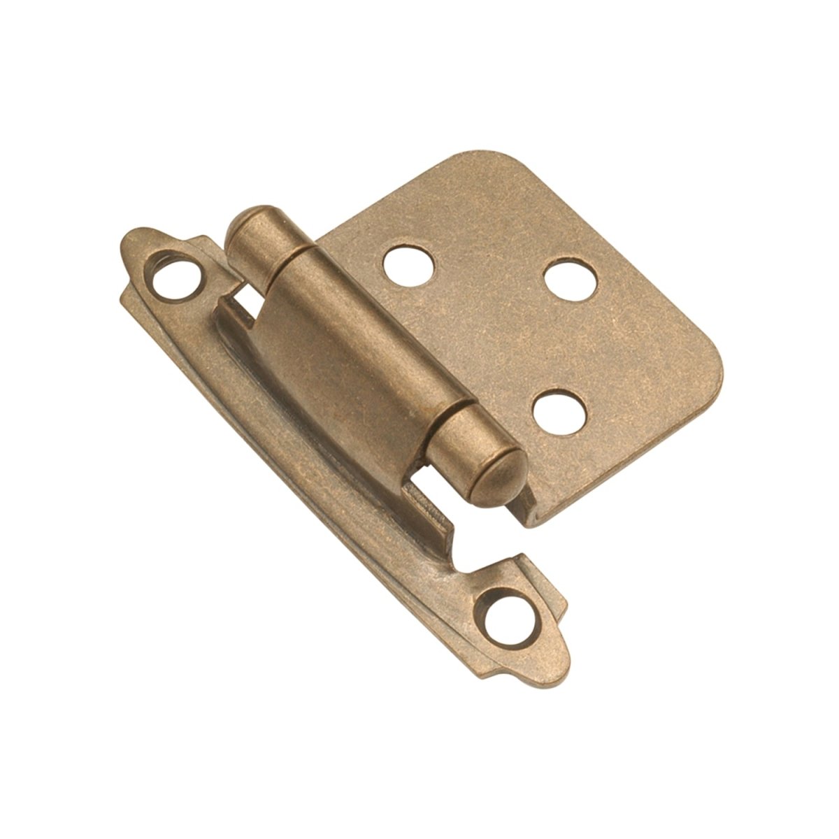 Flush Cabinet Hinges Surface Face Frame Self-Close (2 Hinges/Per Pack) in Antique Brass - Hickory Hardware