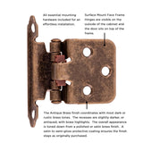 Flush Cabinet Hinges Surface Face Frame Self-Close (2 Hinges/Per Pack) in Antique Brass - Hickory Hardware