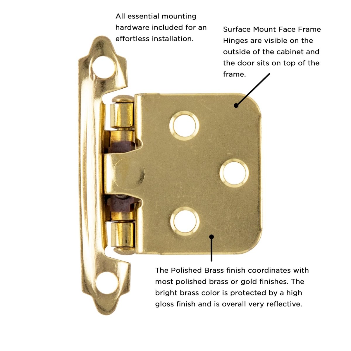 Flush Cabinet Hinges Surface Frame Self-Close (2 Hinges/Per Pack) - Hickory Hardware