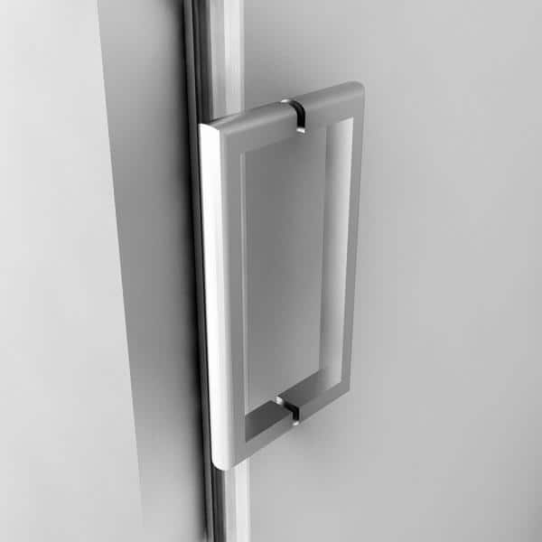 Semi - Frameless Sliding Shower Door With Clear Glass And Horizontal Handles - Lagoon