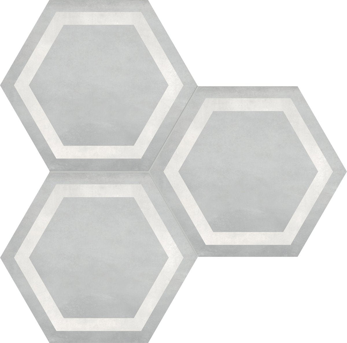 Form Ice Hexagon Frame 7 in. Matte Pressed Glazed Porcelain Mosaic