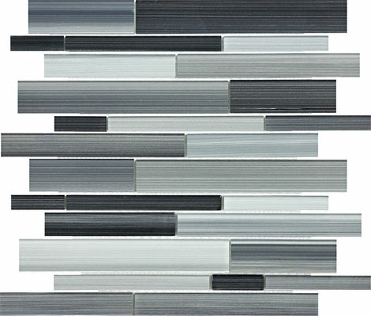 Fusion Carbon Random Strip Glossy Glass Mosaic