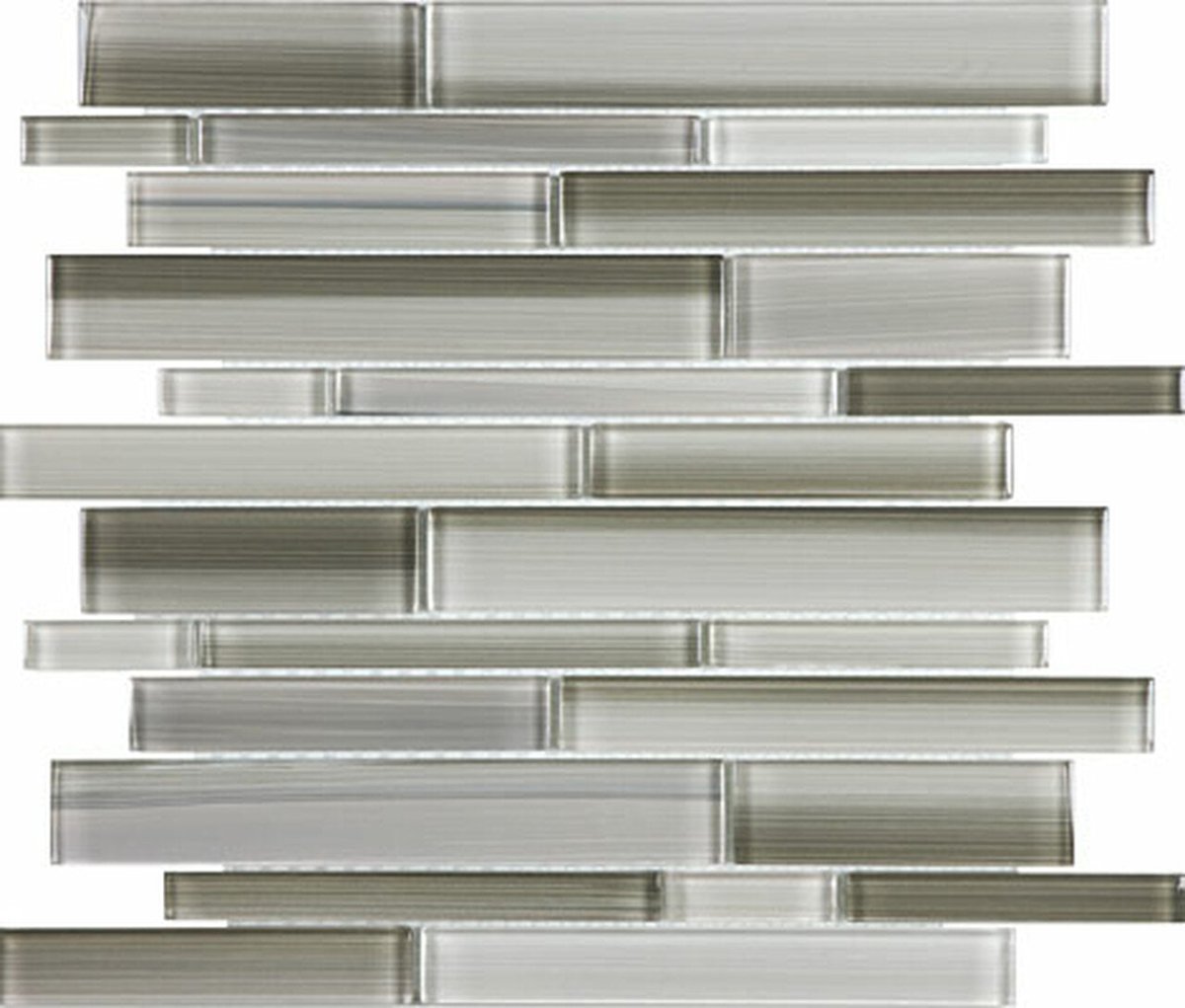Fusion Clay Random Strip Glossy Glass Mosaic