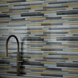 Fusion Oxide Random Strip Glossy Glass Mosaic