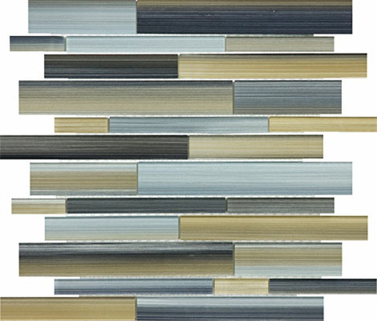 Fusion Oxide Random Strip Glossy Glass Mosaic