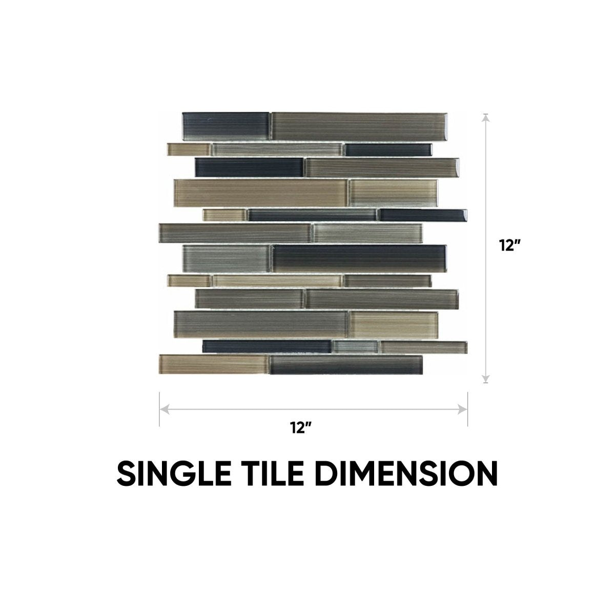 Fusion Rock Random Strip Glossy Glass Mosaic