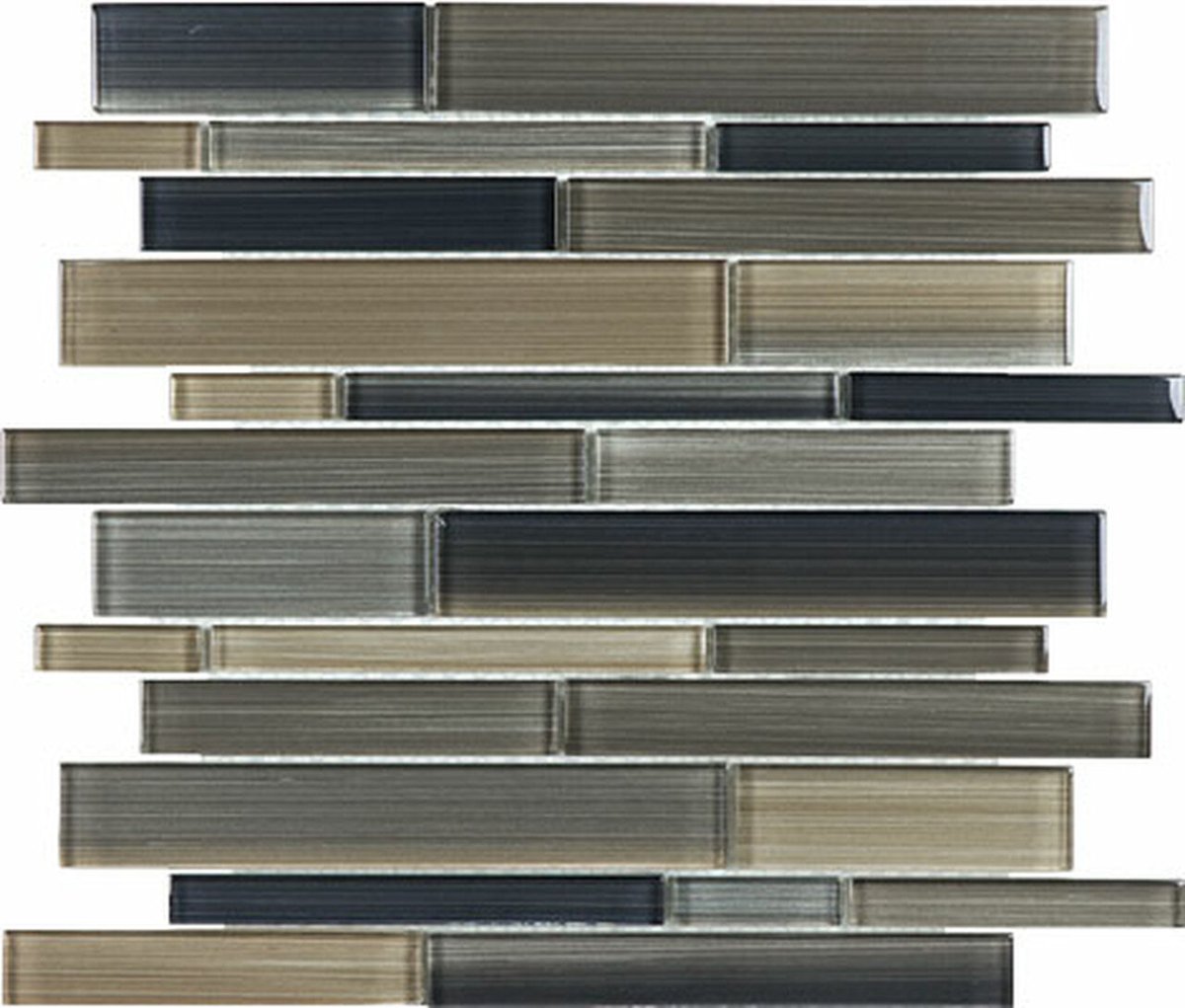 Fusion Rock Random Strip Glossy Glass Mosaic