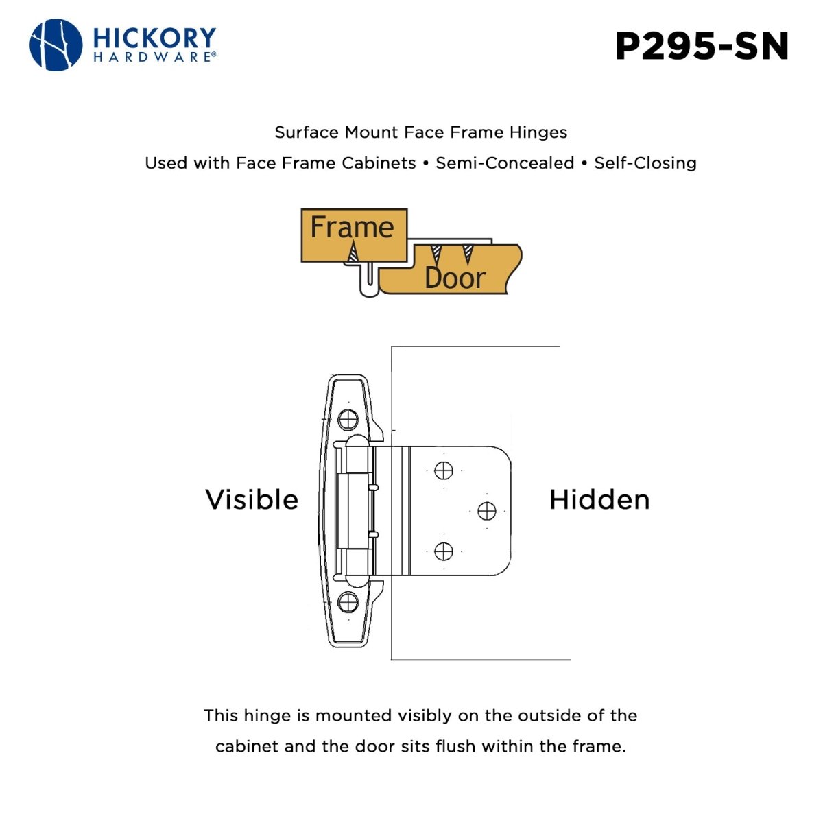 Gate Hinge 3/8 Inch Inset Surface Face Frame Self-Close (2 Hinges/Per Pack) - Hickory Hardware