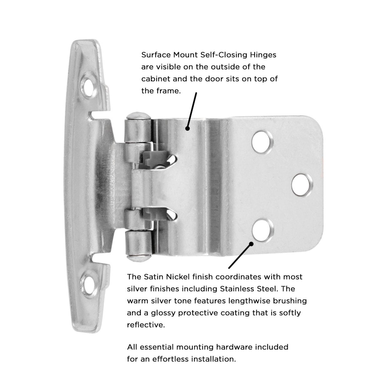 Gate Hinge 3/8 Inch Inset Surface Face Frame Self-Close (2 Hinges/Per Pack) - Hickory Hardware
