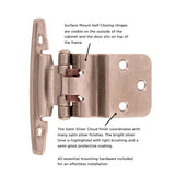 Gate Hinge 3/8 Inch Inset Surface Face Frame Self-Close (2 Hinges/Per Pack) - Hickory Hardware
