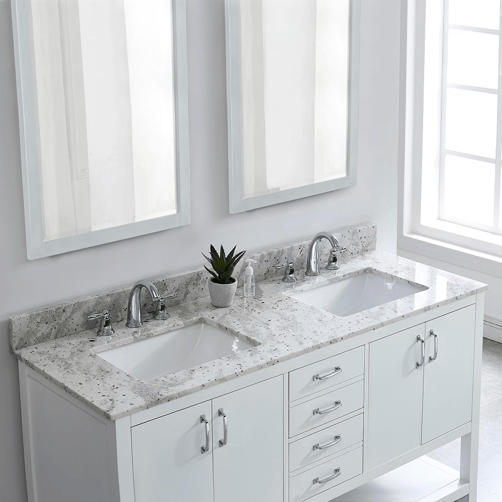 Glacier White Granite Rectangular  Bathroom Vanity Sink Top