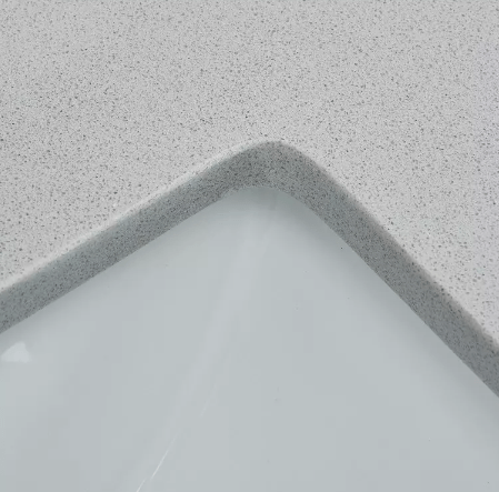 Gray Engineered Stone Rectangular Bathroom Vanity Sink Top