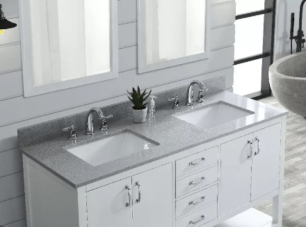 Gray Engineered Stone Rectangular Bathroom Vanity Sink Top