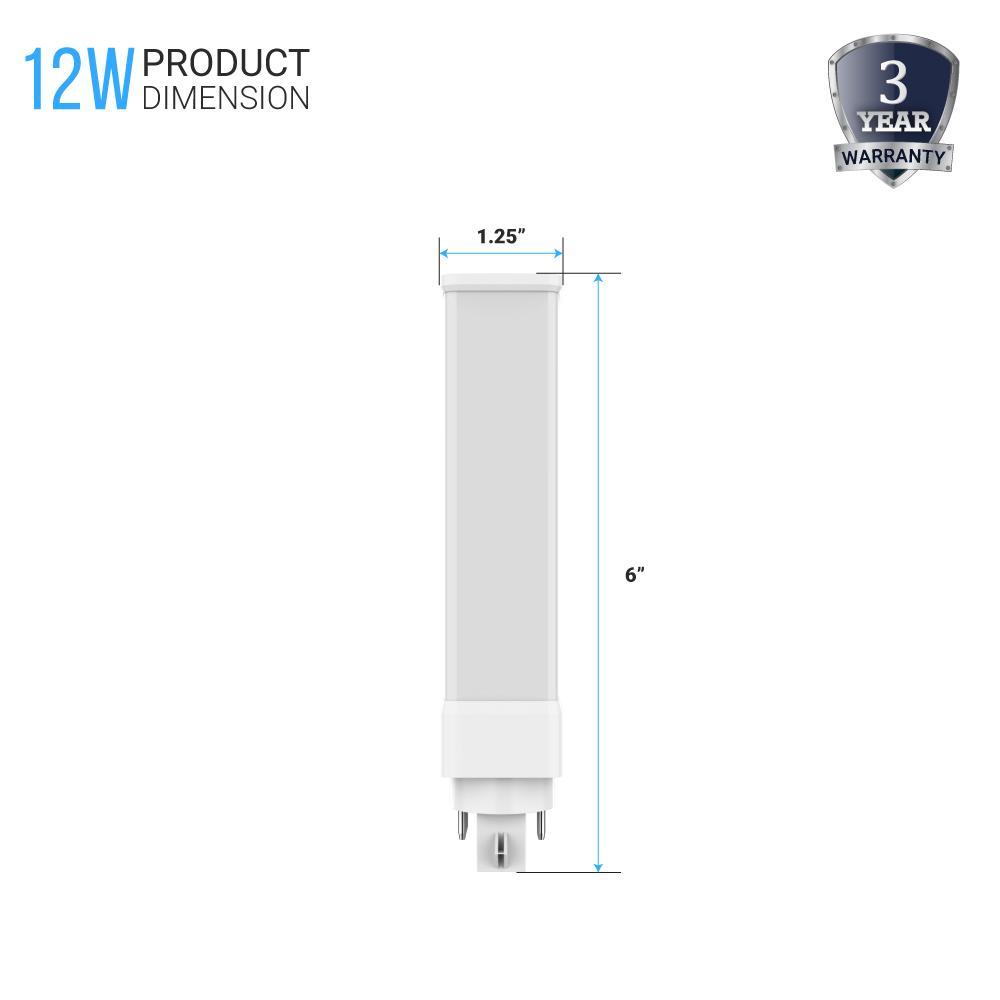 GX24Q-4 Pin Base PL LED Light Bulbs 12W, 5000K 1100 Lumens 120V