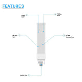 GX24Q-4 Pin Base PL LED Light Bulbs 12W, 5000K 1100 Lumens 120V