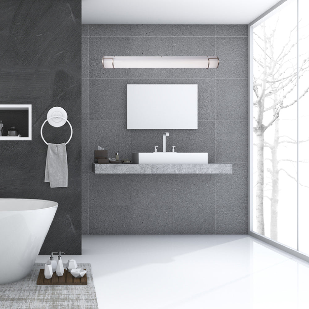 Half Cylinder Bathroom Light Fixtures, CCT Changeable, Dimmable , Brushed Nickel Finish, Bathroom Vanity Lighting
