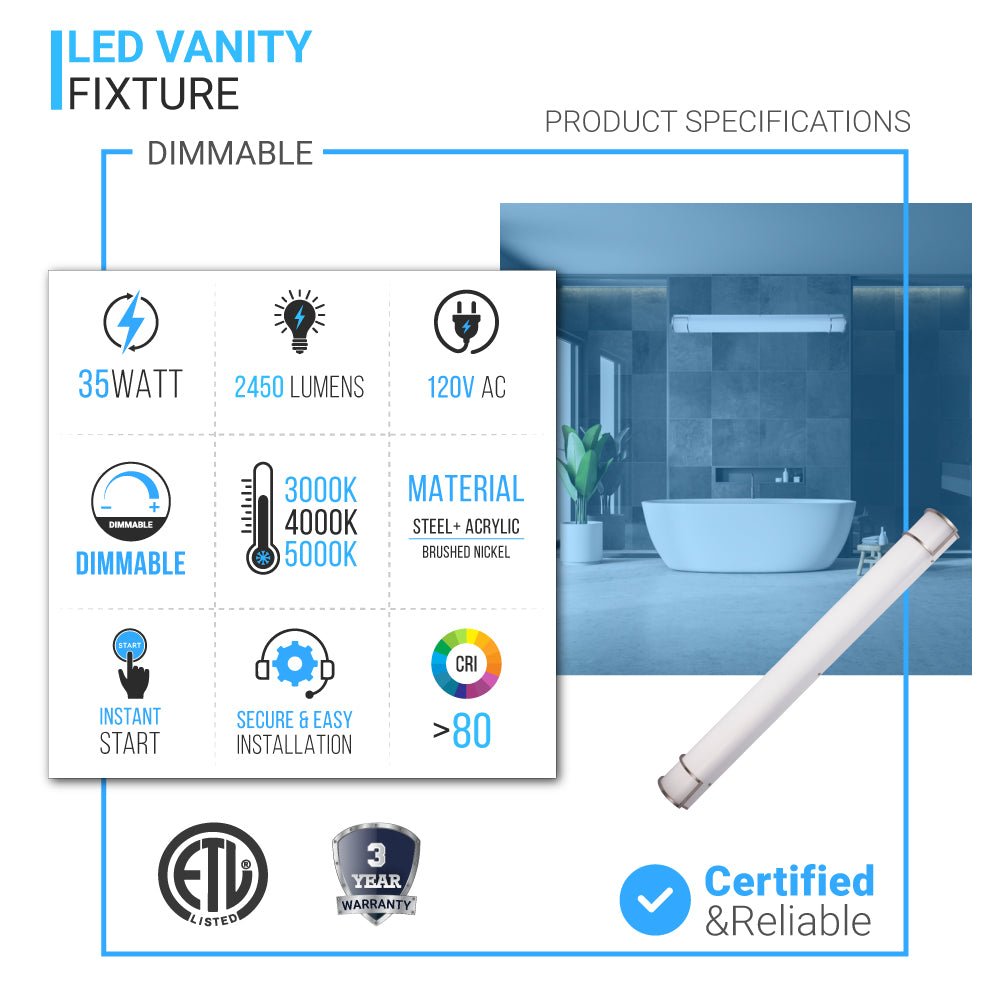 Half Cylinder Bathroom Light Fixtures, CCT Changeable, Dimmable , Brushed Nickel Finish, Bathroom Vanity Lighting
