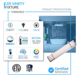 Half Cylinder Bathroom Light Fixtures, CCT Changeable, Dimmable , Brushed Nickel Finish, Bathroom Vanity Lighting