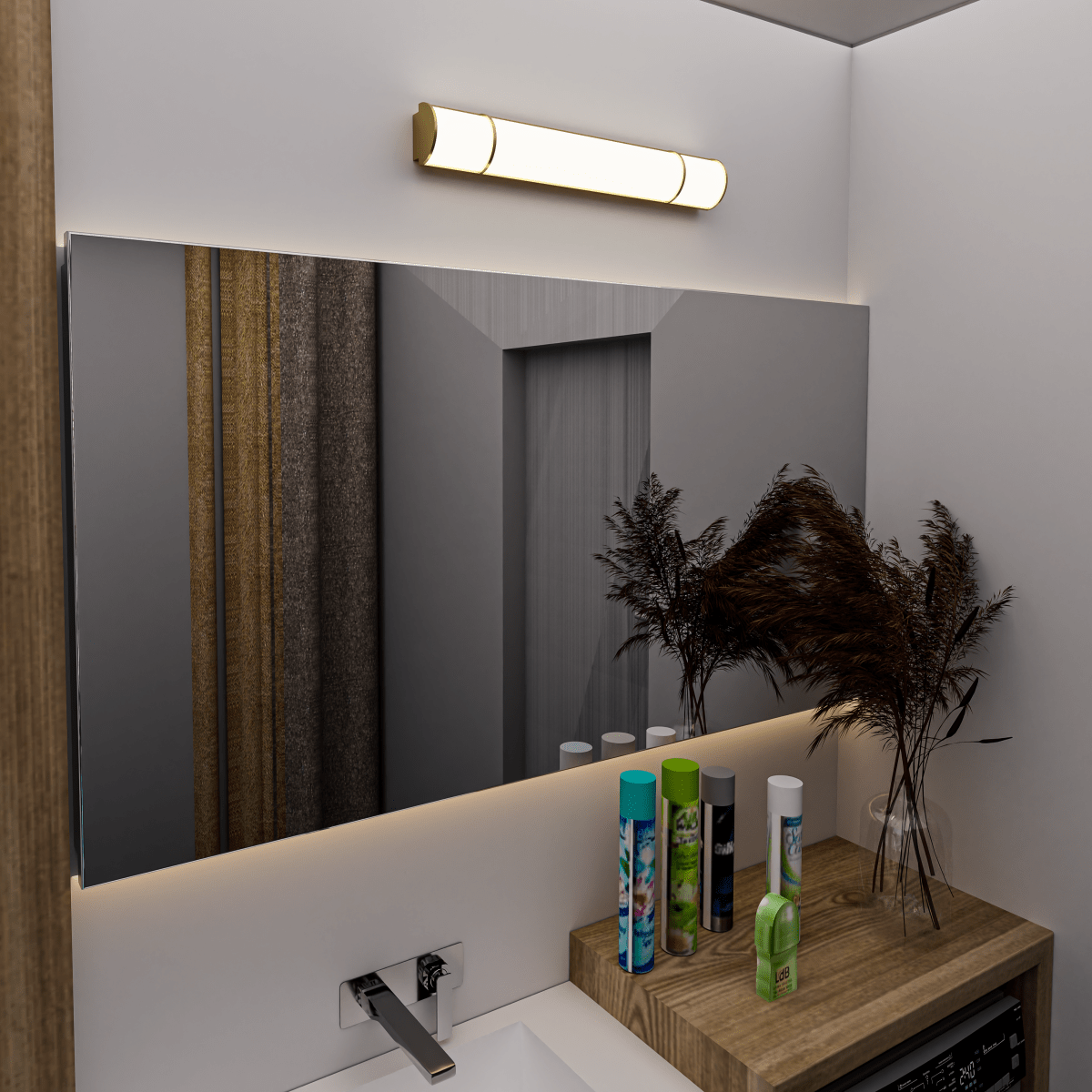 Half Cylinder Bathroom Light Fixtures, CCT Changeable, Dimmable , Brushed Nickel Finish, Bathroom Vanity Lighting
