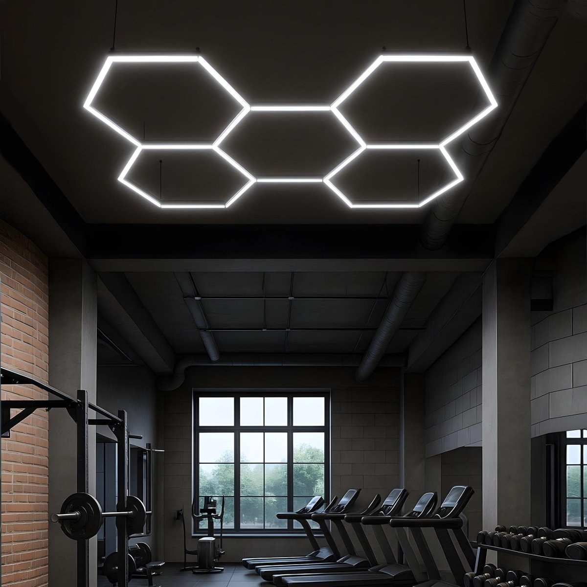Hexagon LED Garage Light, 5 Hex Kit (24pcs), 6w/pc (Total Power 144W), 6500K, 120-130lm/w, AC100-277v,IP44, CRI:>80, For Garage, Shop, Gym, Basement, Barbershop, Warehouse, Car Detailing Shop