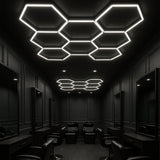 Hexagon LED Garage Light, 8 Hex Kit (35pcs), 6w/pc (Total Power 210W), 6500K, 120-130lm/w, AC100-277v,IP44, CRI:>80, For Garage, Shop, Gym, Basement, Barbershop, Warehouse, Car Detailing Shop