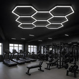 Hexagon LED Garage Light, 8 Hex Kit (35pcs), 6w/pc (Total Power 210W), 6500K, 120-130lm/w, AC100-277v,IP44, CRI:>80, For Garage, Shop, Gym, Basement, Barbershop, Warehouse, Car Detailing Shop