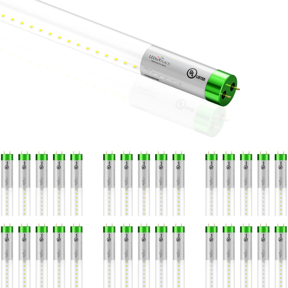 Hybrid T8 4ft LED Tube/Bulb - Glass 18W 2400 Lumens 5000K Clear, Single End/Double End Power - Ballast Compatible or Bypass (Check Compatibility List)