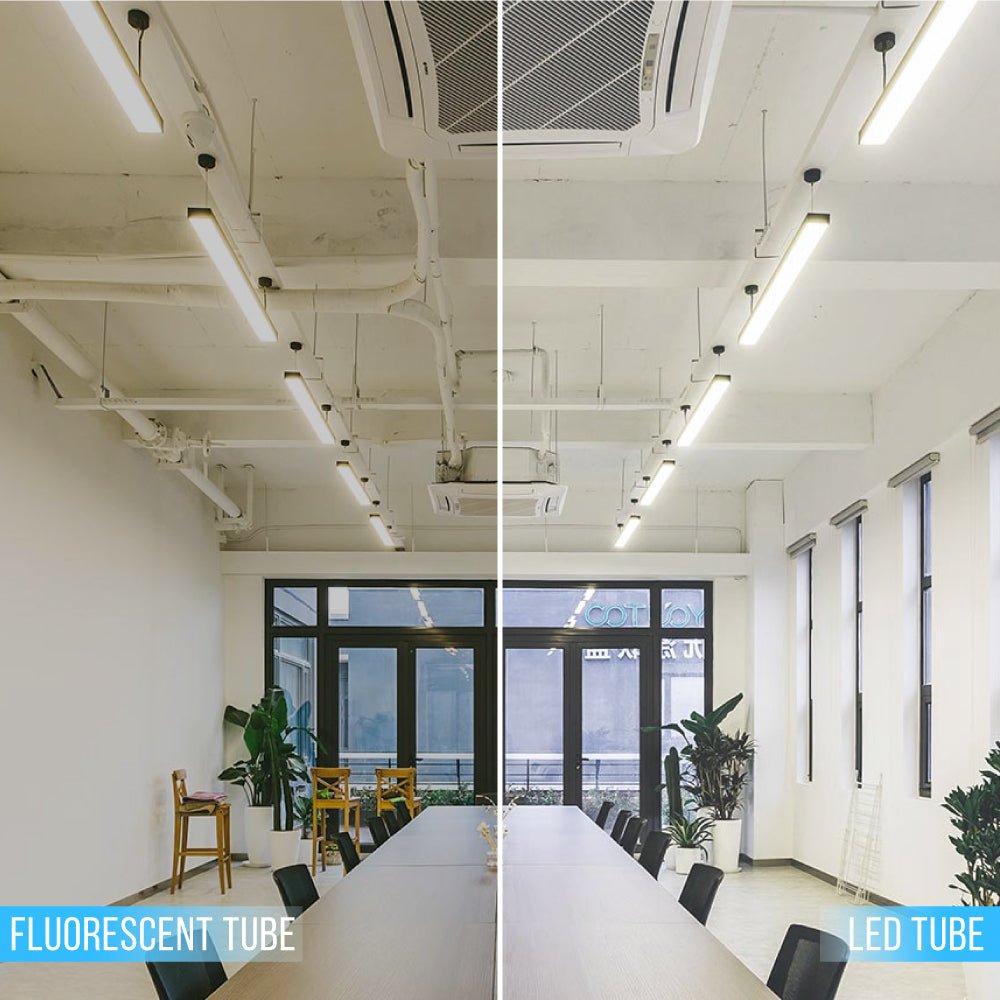Hybrid T8 4ft LED Tube/Bulb - Glass 18W 2400 Lumens 5000K Clear, Single End/Double End Power - Ballast Compatible or Bypass (Check Compatibility List)