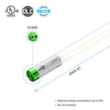 Hybrid T8 4ft LED Tube/Bulb - Glass 18W 2400 Lumens 5000K Clear, Single End/Double End Power - Ballast Compatible or Bypass (Check Compatibility List)