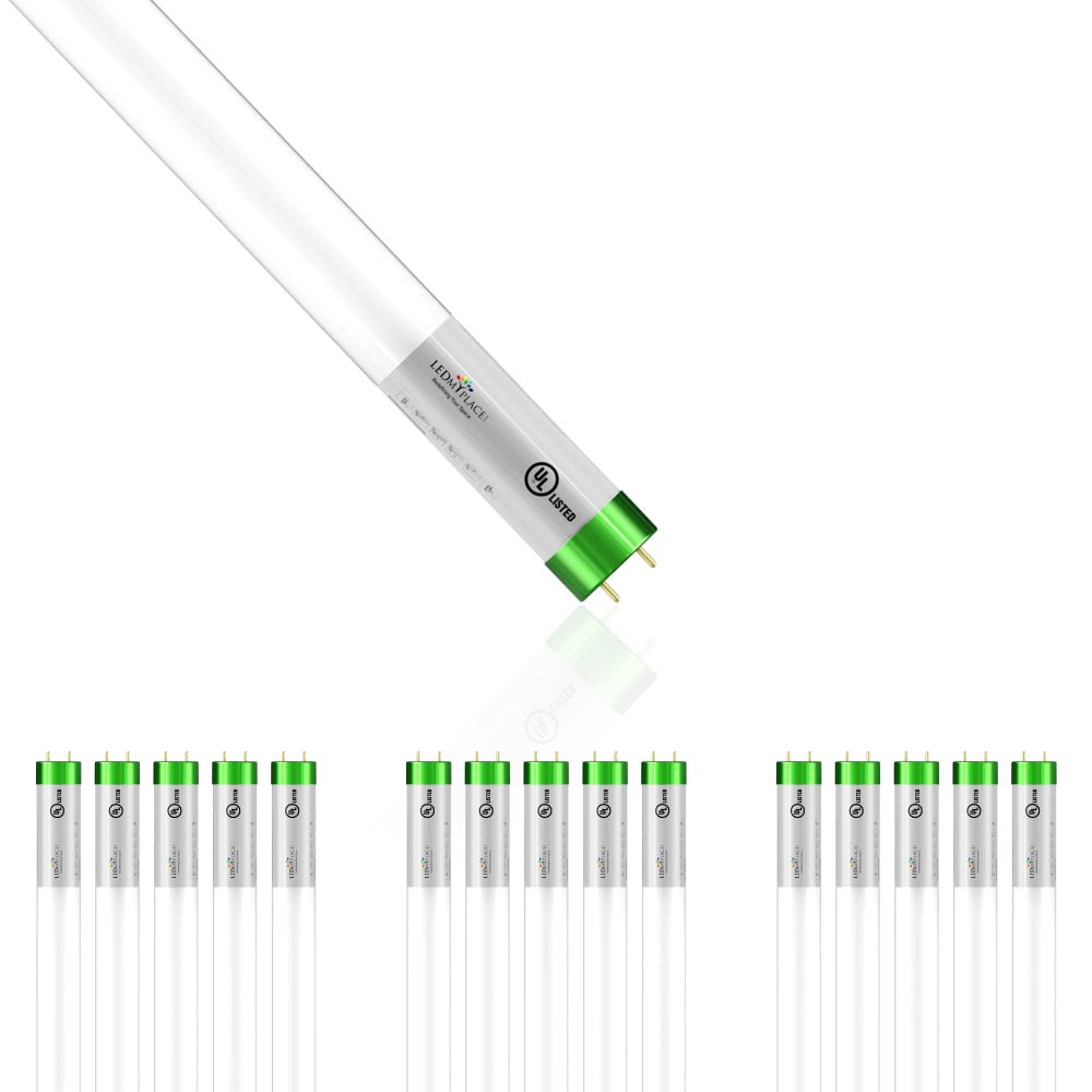 Hybrid T8 4ft LED Tube/Bulb - Glass 18W 2400 Lumens 6500K Frosted, Single End/Double End Power - Ballast Compatible or Bypass (Check Compatibility List)