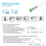 Hybrid T8 4ft LED Tube/Bulb - Glass 18W 2400 Lumens 6500K Frosted, Single End/Double End Power - Ballast Compatible or Bypass (Check Compatibility List)