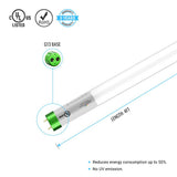 Hybrid T8 4ft LED Tube/Bulb - Glass 18W 2400 Lumens 6500K Frosted, Single End/Double End Power - Ballast Compatible or Bypass (Check Compatibility List)