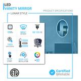 Oval LED Lighted Bathroom Vanity Mirror, Touch Switch, Anti-Fog Wall Mounted Makeup Mirror & CCT Remembrance, CRI 90+, LED Oval Mirror for Bathroom, Lunar Style