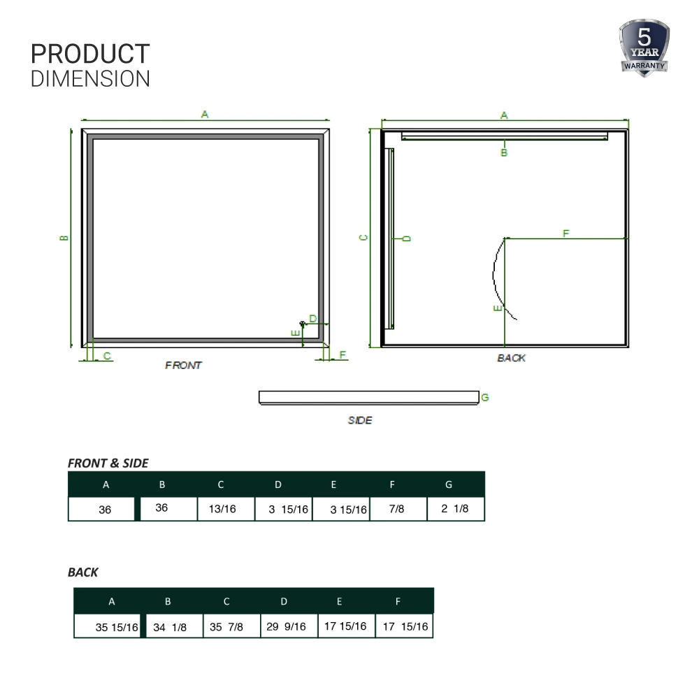 Frontlit/Backlit LED Lighted Bathroom Vanity Mirror with Frame, Anti-Fog, Touch Button, CRI 90+, Adjustable CCT & Memory, Magnum Style