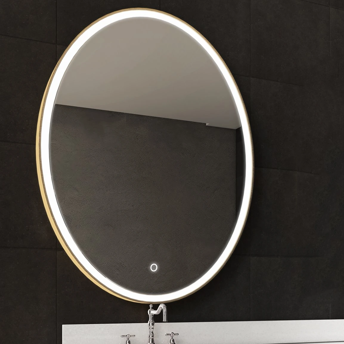 Oval LED Lighted Bathroom Vanity Mirror, Touch Switch, Anti-Fog Wall Mounted Makeup Mirror & CCT Remembrance, CRI 90+, LED Oval Mirror for Bathroom, Lunar Style