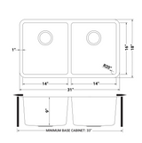 Undermount Kitchen Sink 50/50 Double Bowl 16 Gauge Stainless Steel