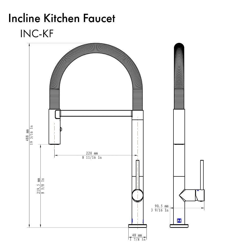 ZLINE Incline Pull Down Kitchen Faucet in Gun Metal (INC-KF-GM)