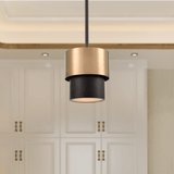 Industrial Pendant Light Brass and Matte Black Hardware with White Alabaster Diffuser, E12 Base - 8“D x 9”H